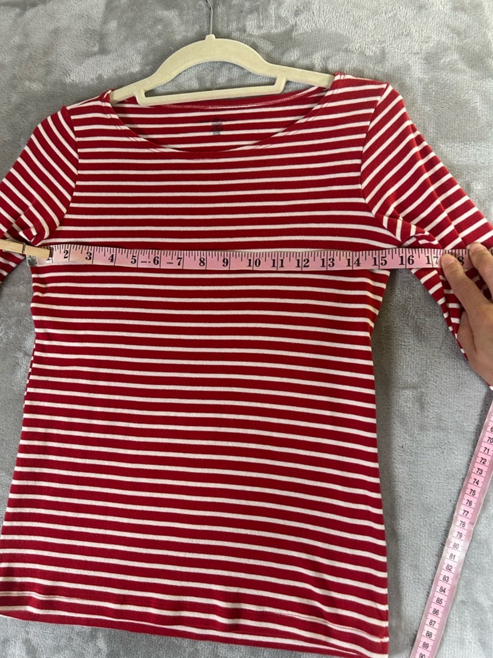 Brandy Melville Red and White Striped Long Sleeve Tee - Picture 4 of 7